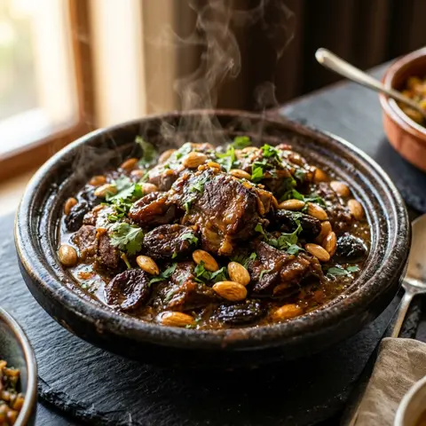 Tajine d'agneau pruneaux-amandes