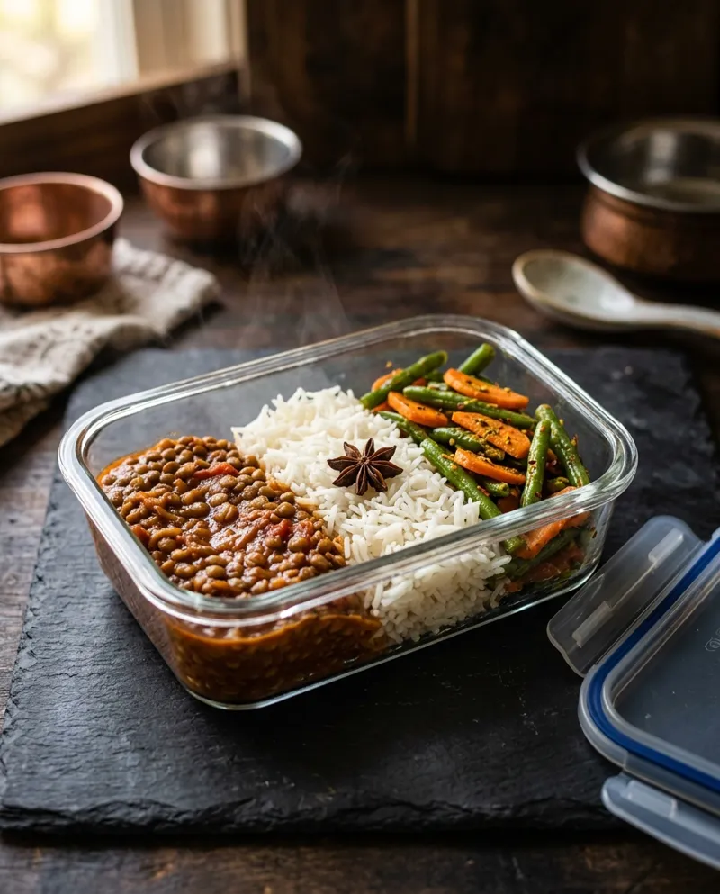 Slow-cooked brown lentils