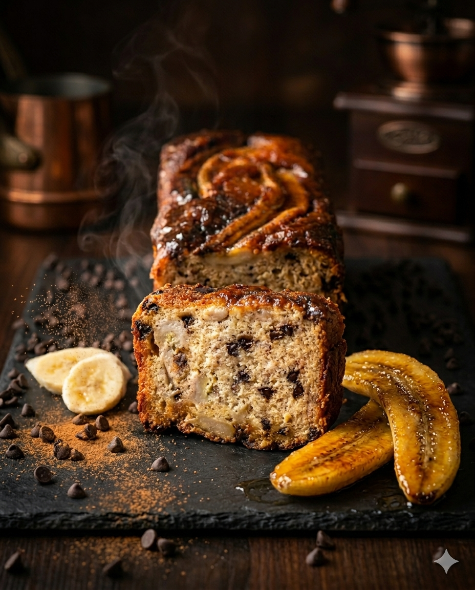 Banana bread moelleux aux noix et chocolat, pâtisserie artisanale Nimara Genève