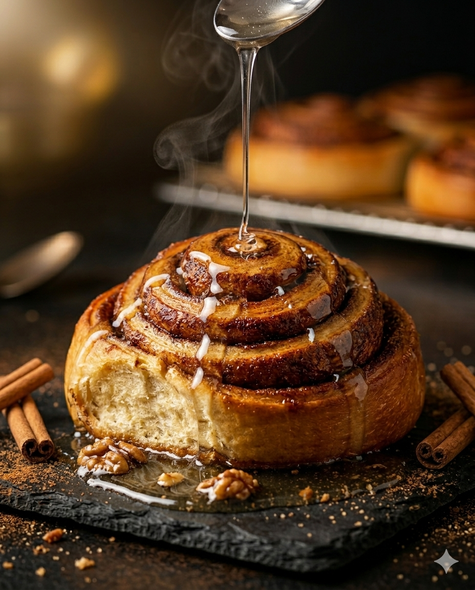 Cinnamon roll moelleux à la cannelle, glaçage cream cheese, pâtisserie artisanale Nimara
